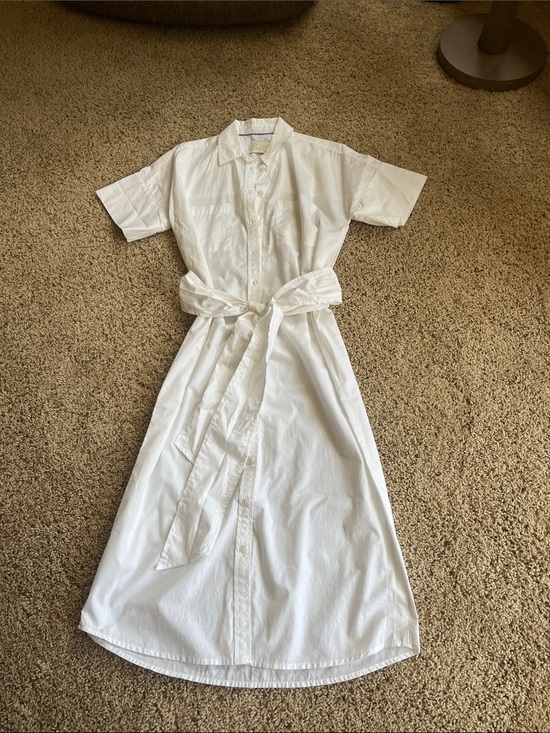 J. Crew Dresses & Skirts - J. Crew White Short-Sleeve Midi Shirt Dress with Waist Tie